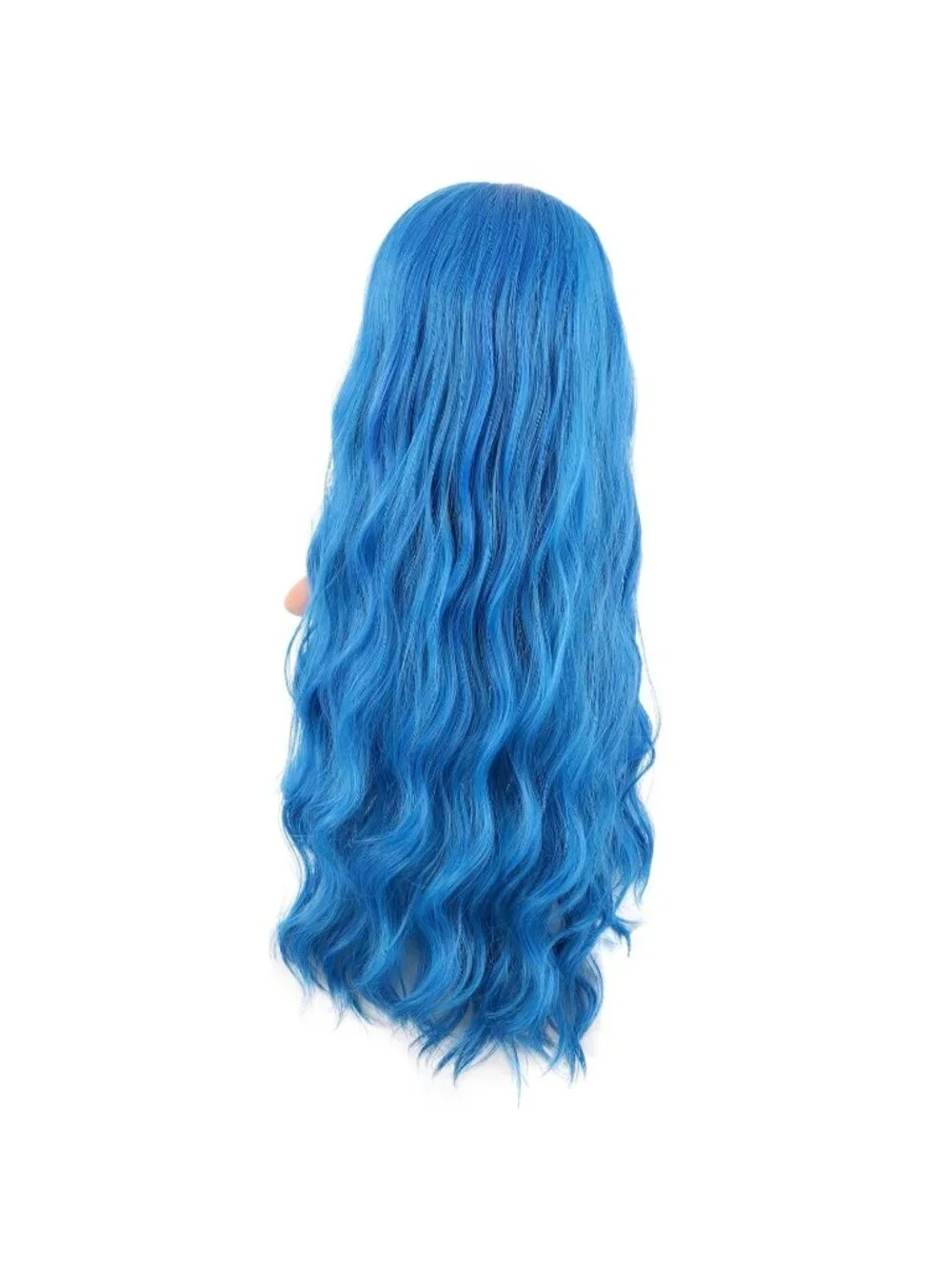 Women's Mixed Light Blue 28 Inch Synthetic Long Middle Part Curly Cosplay Wigs